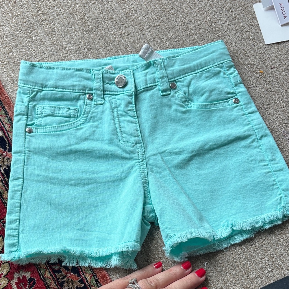 BNWOT Aqua GIRLS Frayed Hem Shorts - Turquoise SIZE 3